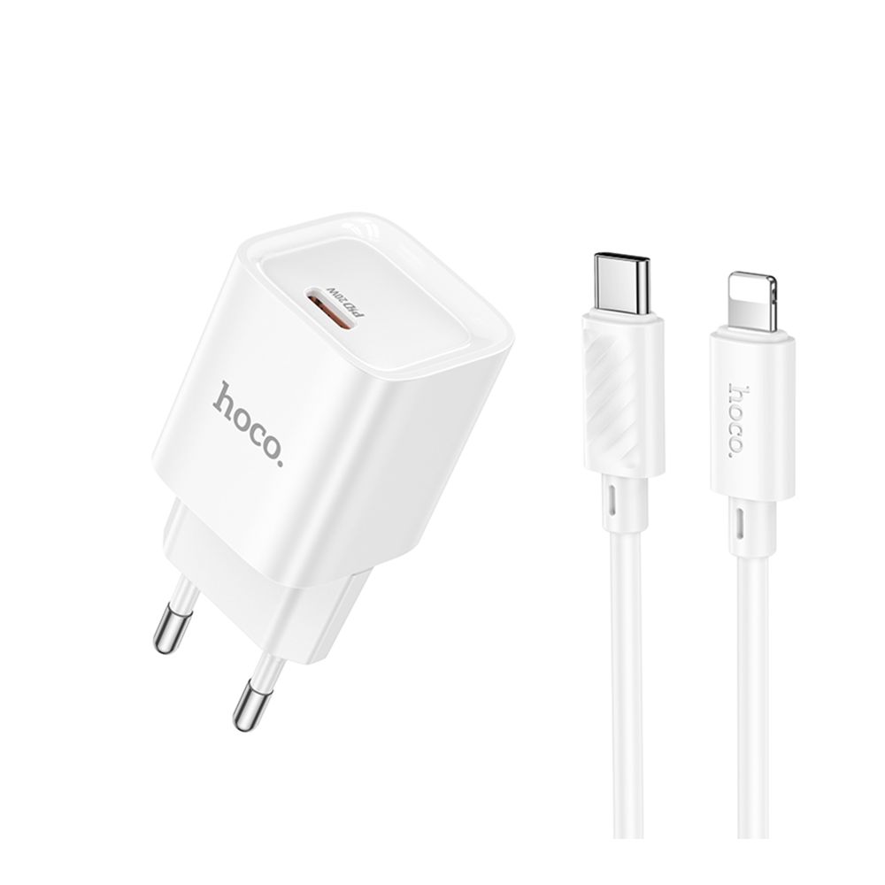 Купить СЕТЕВОЕ ЗАРЯДНОЕ УСТРОЙСТВО HOCO C146A 1USB-C PD/QC 20W+TYPE-C TO LIGHTNING