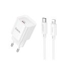 Купить СЕТЕВОЕ ЗАРЯДНОЕ УСТРОЙСТВО HOCO C146A 1USB-C PD/QC 20W+TYPE-C TO LIGHTNING