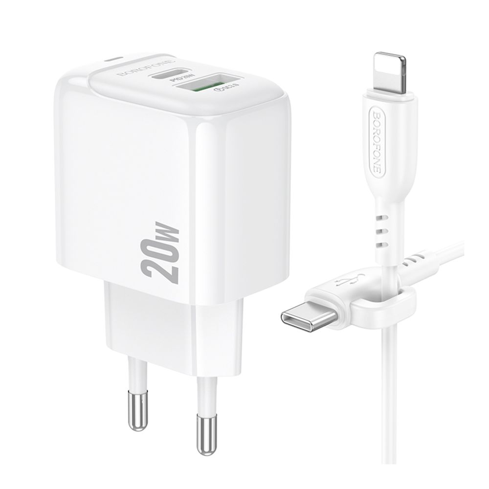 Купить СЕТЕВОЕ ЗАРЯДНОЕ УСТРОЙСТВО BOROFONE BAS44A 1USB-C/1USB PD/QC 20W+TYPE-C TO LIGHTNING_3