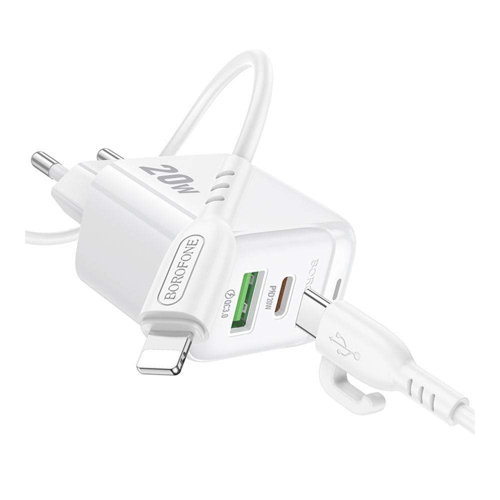 Купить СЕТЕВОЕ ЗАРЯДНОЕ УСТРОЙСТВО BOROFONE BAS44A 1USB-C/1USB PD/QC 20W+TYPE-C TO LIGHTNING_4