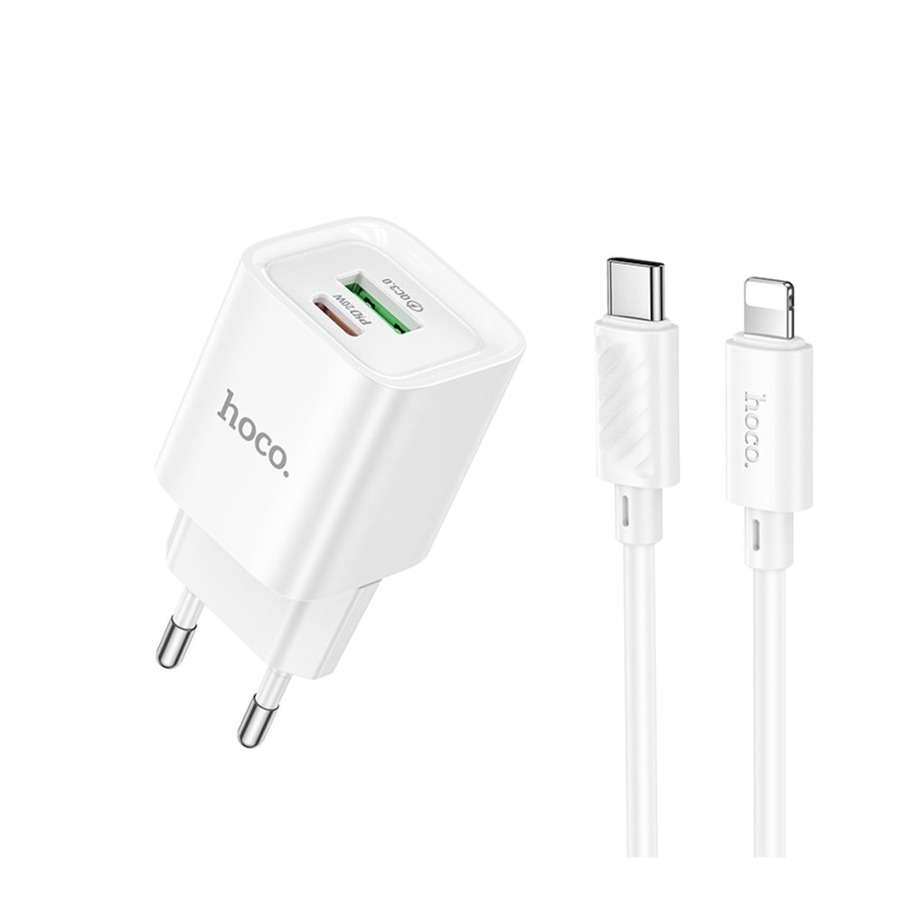 Купить СЕТЕВОЕ ЗАРЯДНОЕ УСТРОЙСТВО HOCO C147A 1USB-C/1USB PD/QC 20W+TYPE-C TO LIGHTNING