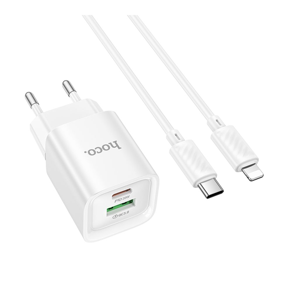 Купить СЕТЕВОЕ ЗАРЯДНОЕ УСТРОЙСТВО HOCO C147A 1USB-C/1USB PD/QC 20W+TYPE-C TO LIGHTNING_2