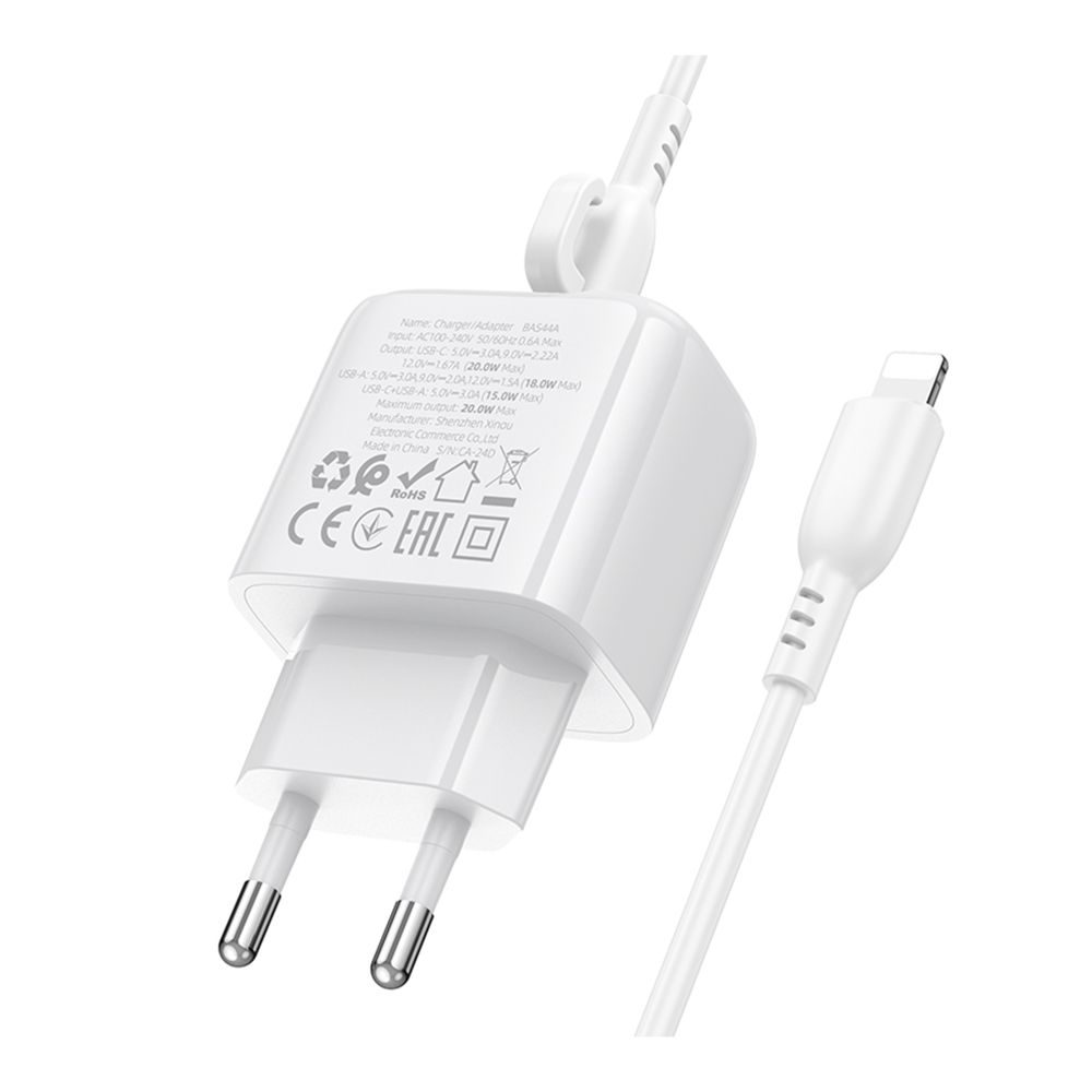 Купить СЕТЕВОЕ ЗАРЯДНОЕ УСТРОЙСТВО BOROFONE BAS44A 1USB-C/1USB PD/QC 20W+TYPE-C TO LIGHTNING_6