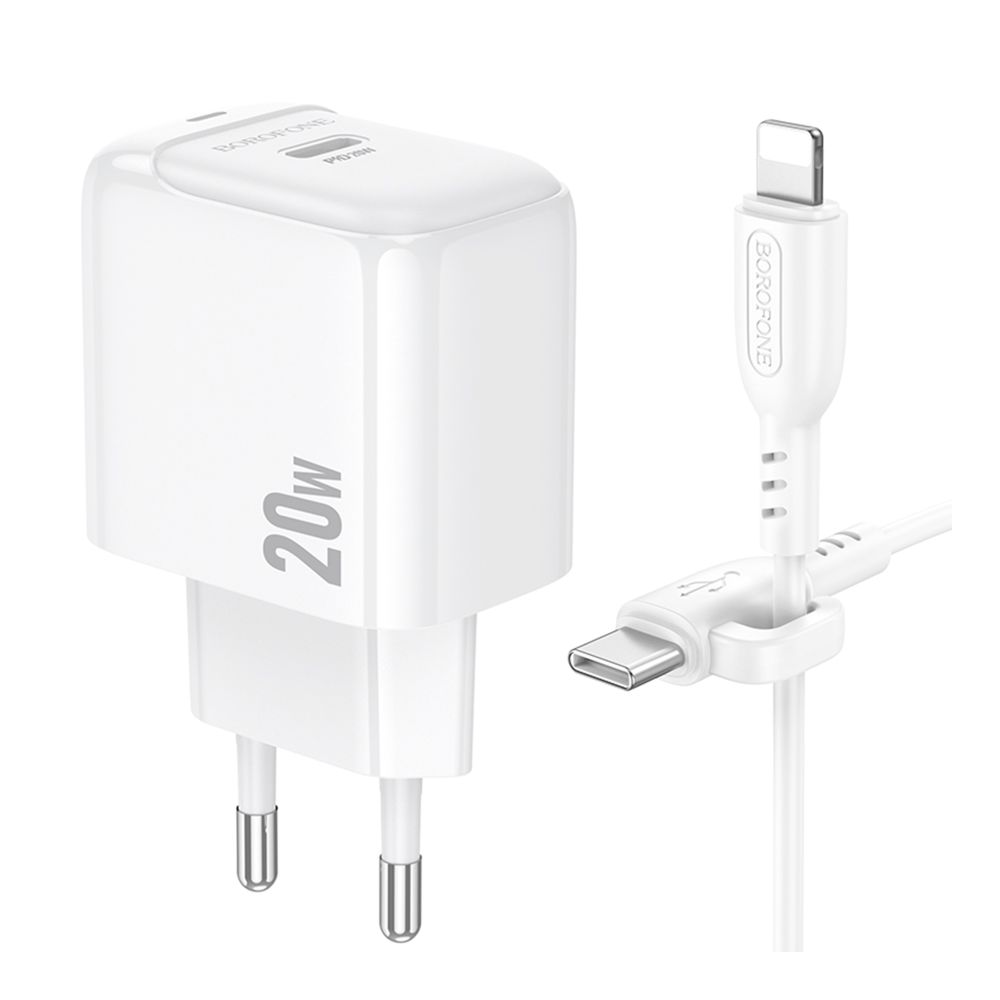 Купить СЕТЕВОЕ ЗАРЯДНОЕ УСТРОЙСТВО BOROFONE BAS43A 1USB-C PD/QC 20W+TYPE-C TO LIGHTNING_3