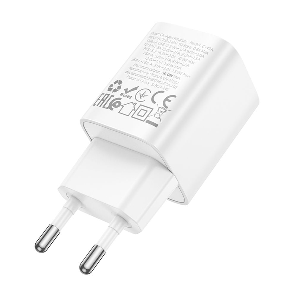 Мережевий Зарядний Пристрій Hoco C149A 1USB/1USB-C PD/QC 30W превью 6