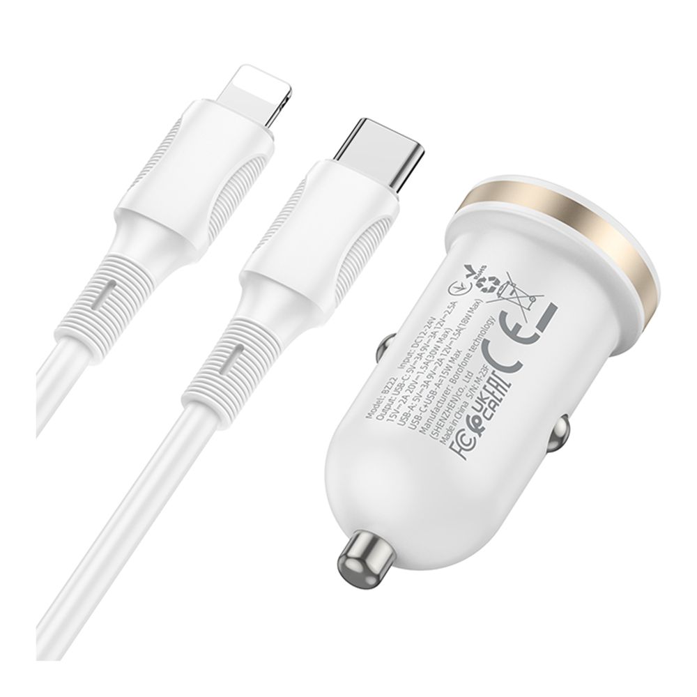 Купить АВТО ЗАРЯДНОЕ УСТРОЙСТВО BOROFONE BZ22 1USB/1USB-C QC/PD30W+TYPE-C TO LIGHTNING_5