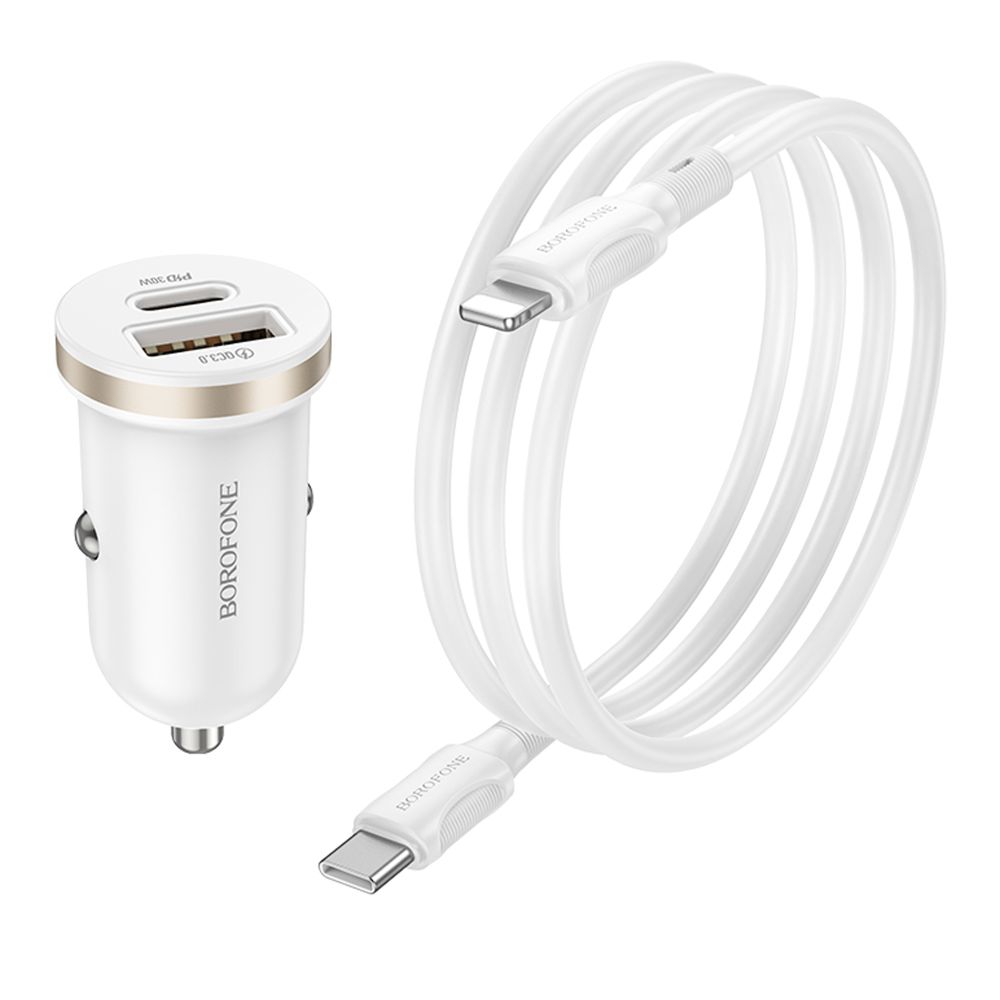 Купить АВТО ЗАРЯДНОЕ УСТРОЙСТВО BOROFONE BZ22 1USB/1USB-C QC/PD30W+TYPE-C TO LIGHTNING_6