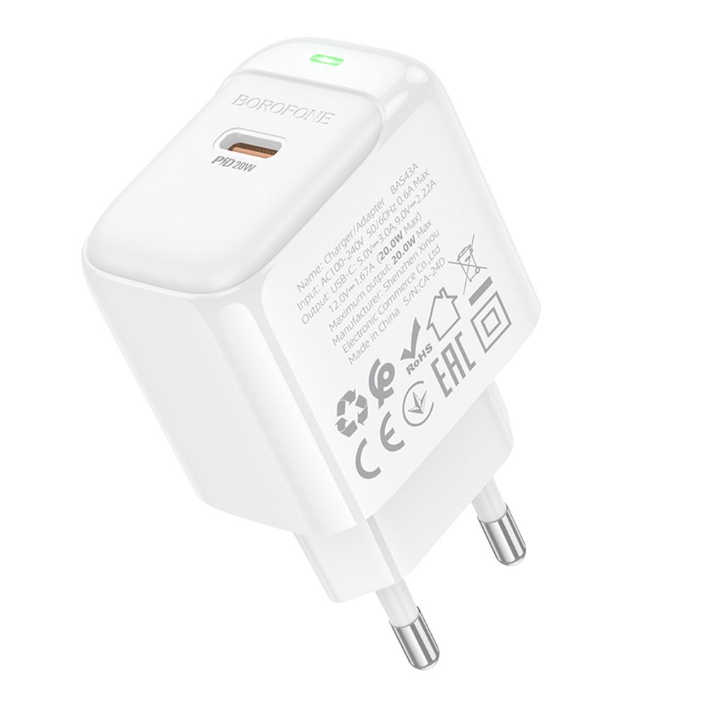 Мережевий Зарядний Пристрій Borofone BAS43A 1USB-C PD/QC 20W превью 5