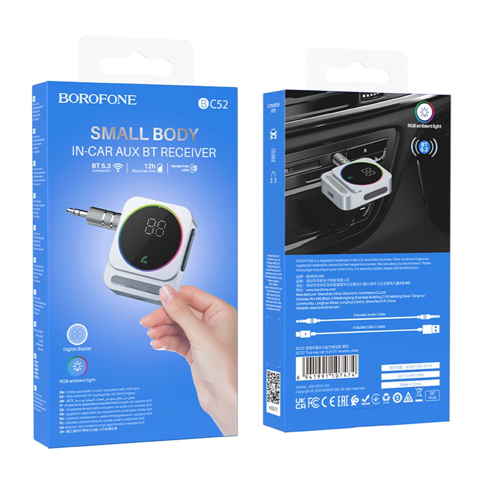 Купить МОДУЛЯТОР BOROFONE BC52 TRUE WAY CAR AUX BT RECEIVER_1