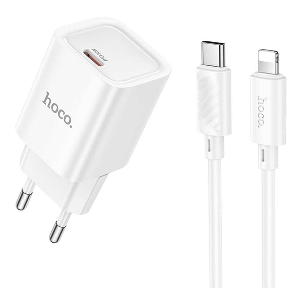 Купить СЕТЕВОЕ ЗАРЯДНОЕ УСТРОЙСТВО HOCO C148A 1USB-C PD/QC 30W+TYPE-C TO LIGHTNING