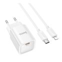 Купить СЕТЕВОЕ ЗАРЯДНОЕ УСТРОЙСТВО HOCO C148A 1USB-C PD/QC 30W+TYPE-C TO LIGHTNING_2