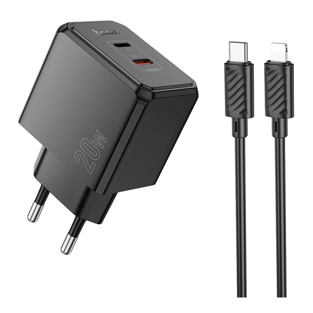 Купить СЕТЕВОЕ ЗАРЯДНОЕ УСТРОЙСТВО HOCO CS16A 1USB-C/1IP PD/QC 20W+TYPE-C TO LIGHTNING