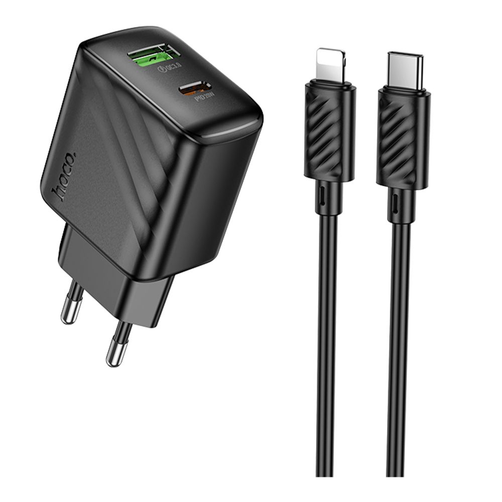 Купить СЕТЕВОЕ ЗАРЯДНОЕ УСТРОЙСТВО HOCO CS25A 1USB-C/1USB PD/QC 20W+TYPE-C TO LIGHTNING
