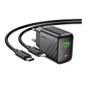 Купить СЕТЕВОЕ ЗАРЯДНОЕ УСТРОЙСТВО HOCO CS25A 1USB-C/1USB PD/QC 20W+TYPE-C TO LIGHTNING_3
