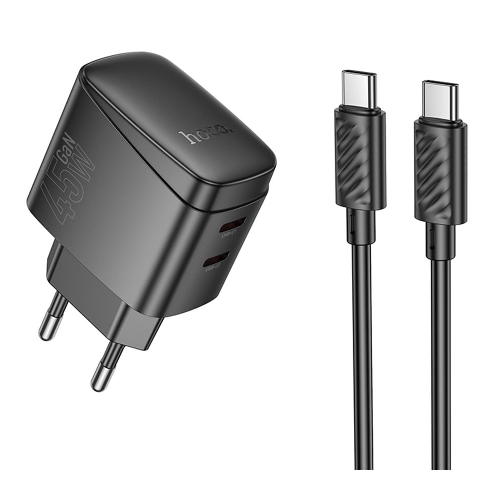 Купить СЕТЕВОЕ ЗАРЯДНОЕ УСТРОЙСТВО HOCO CS62A 2USB-C PD/QC 45W GAN+TYPE-C TO TYPE-C