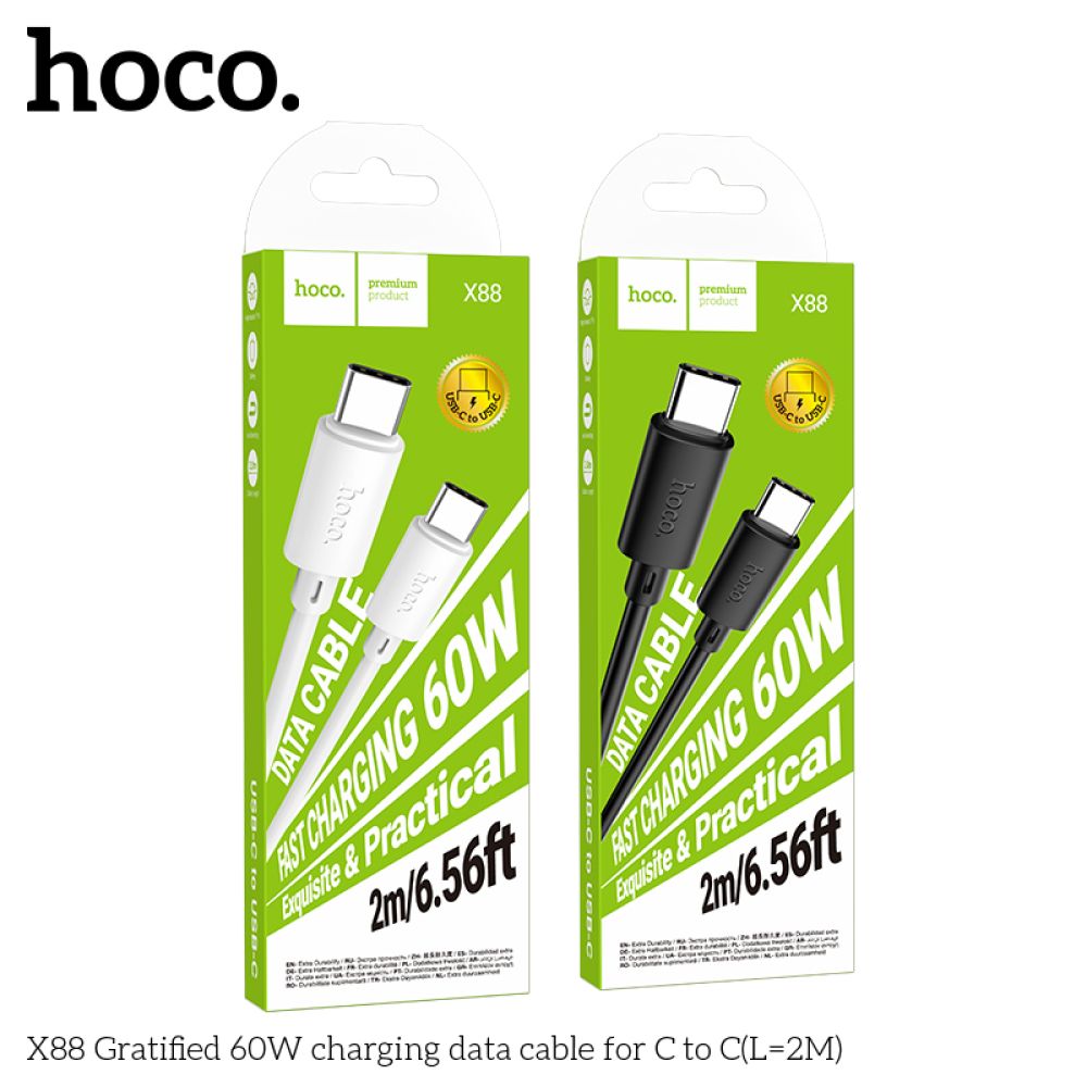 Купить USB HOCO X88 GRATIFIED 60W TYPE-C TO TYPE-C 2M