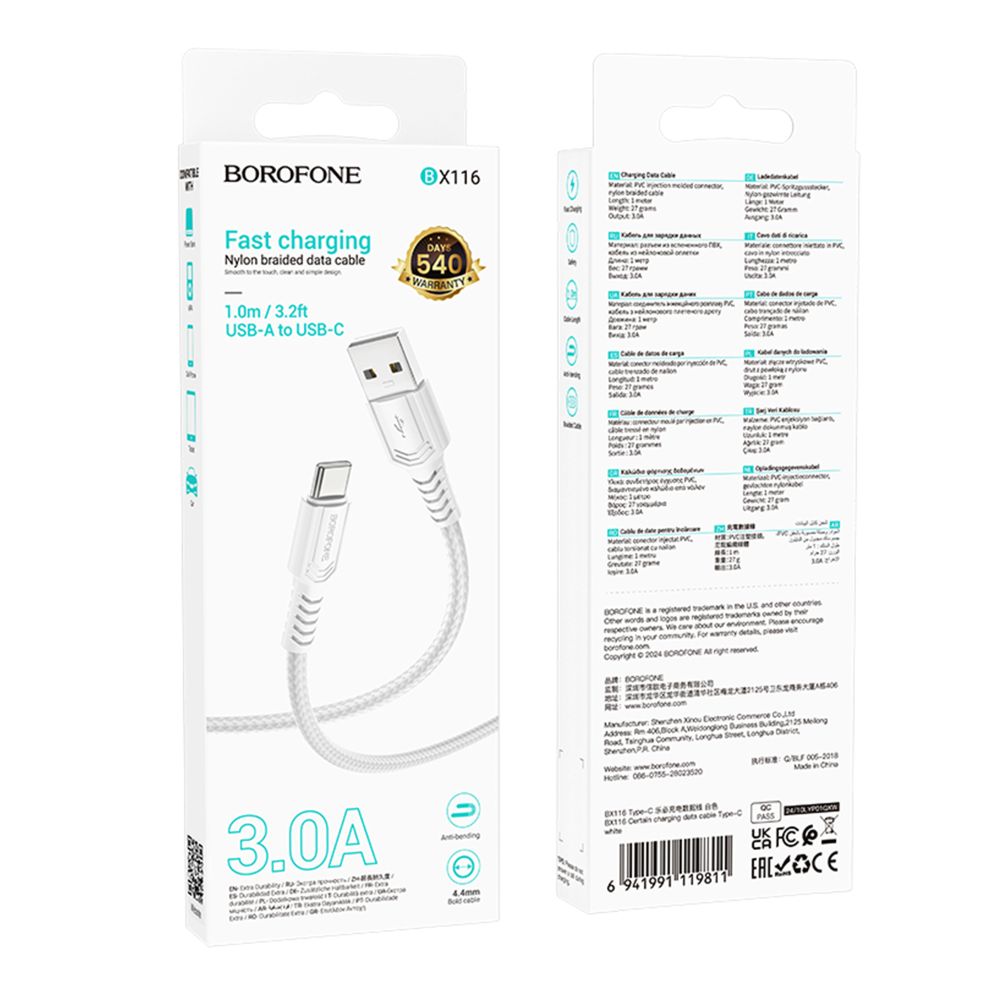 Купить USB BOROFONE BX116 TYPE-C 3A_1