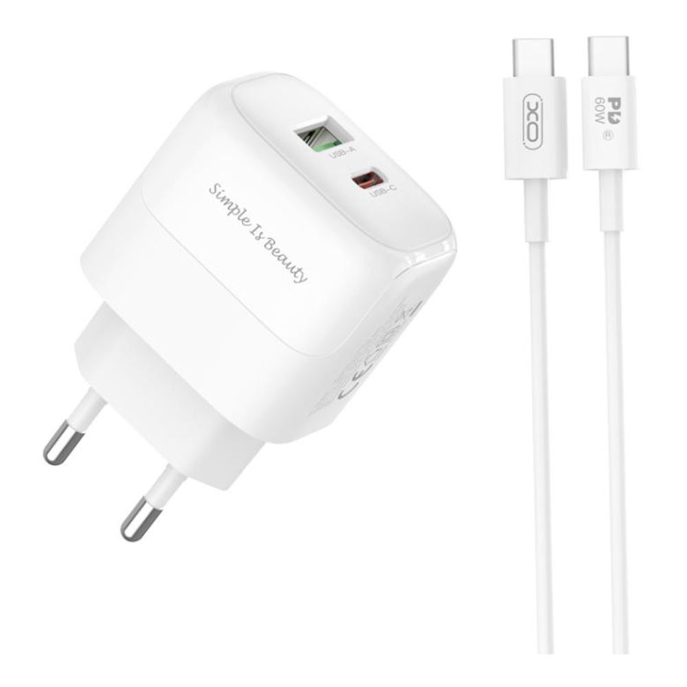 Купить СЕТЕВОЕ ЗАРЯДНОЕ УСТРОЙСТВО XO L137 1USB-C/1USB PD/QC 20W+TYPE-C TO TYPE-C NEW LOGO