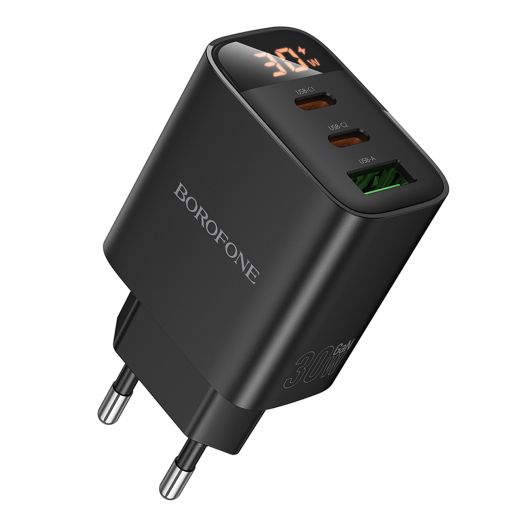 Купить СЕТЕВОЕ ЗАРЯДНОЕ УСТРОЙСТВО BOROFONE BA98A 2USB-C/1USB PD/QC 30W LED DISPLAY