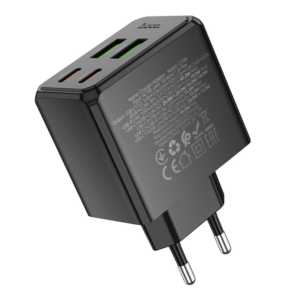 Купить СЕТЕВОЕ ЗАРЯДНОЕ УСТРОЙСТВО HOCO CS18A 2USB-C/2USB PD/QC 45W_6