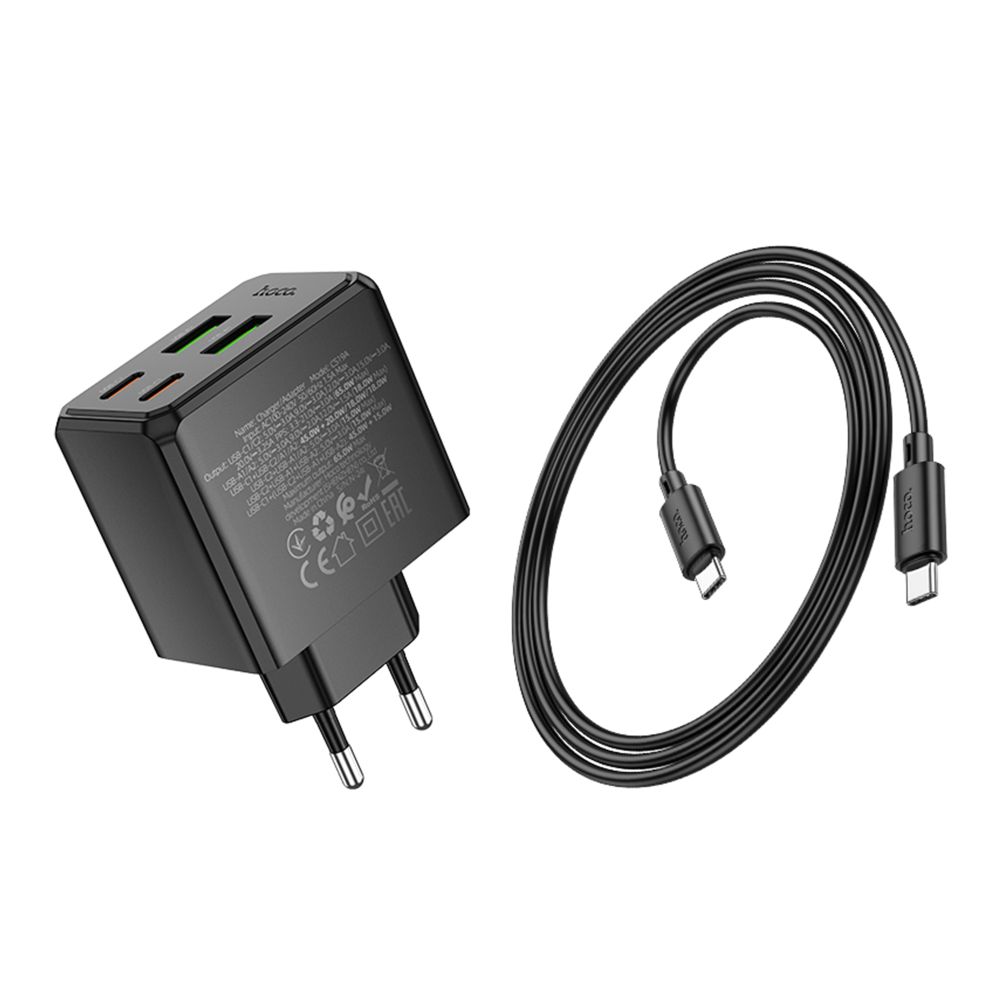 Купить СЕТЕВОЕ ЗАРЯДНОЕ УСТРОЙСТВО HOCO CS19A 2USB-C/2USB PD/QC 65W+TYPE-C TO TYPE-C_6