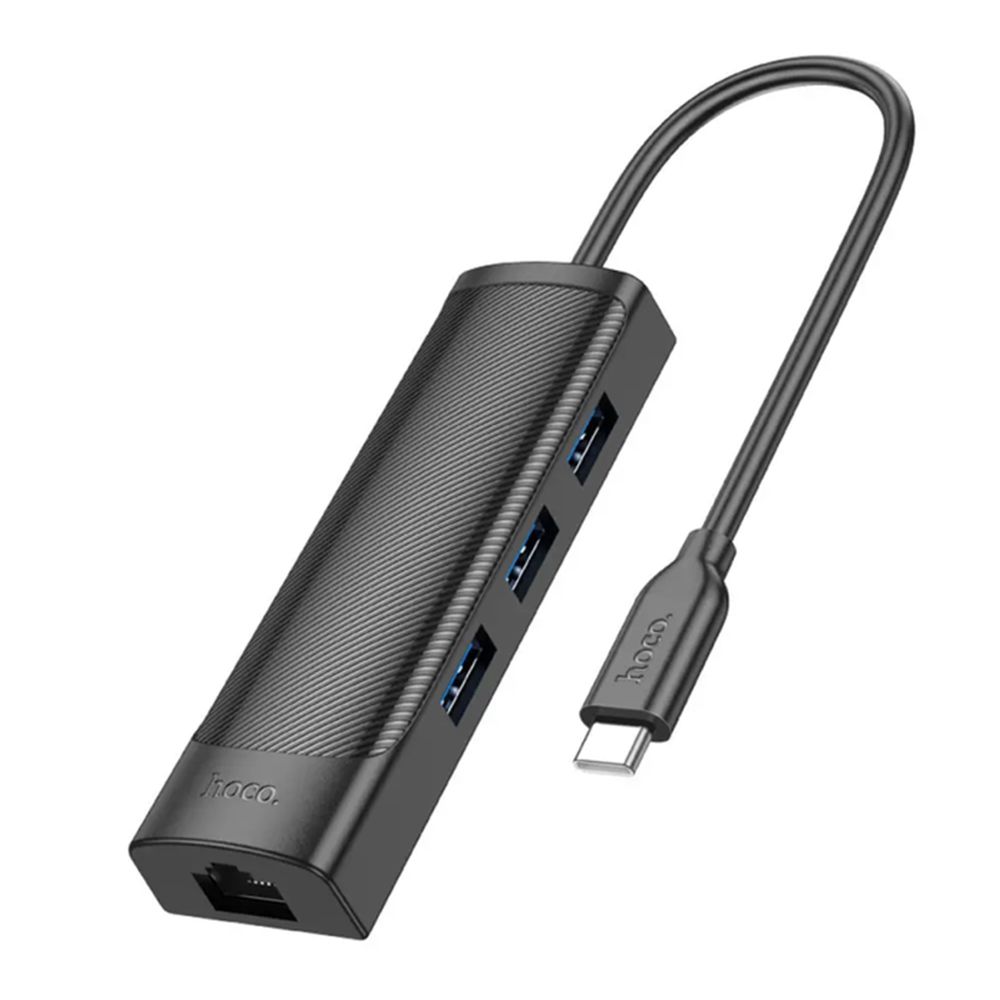 Купить USB HUB HOCO HB42 4-IN-1 (TYPE-C TO USB3.0*3+RJ45 1GBPS) (L=0.2M)