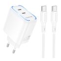 Купить СЕТЕВОЕ ЗАРЯДНОЕ УСТРОЙСТВО BOROFONE BA90A 2USB-C PD/QC45W+TYPE-C TO TYPE-C