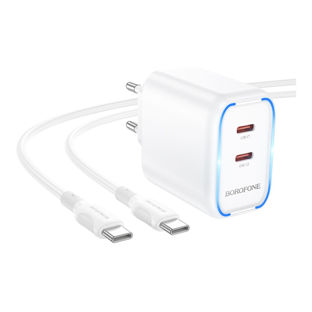 Купить СЕТЕВОЕ ЗАРЯДНОЕ УСТРОЙСТВО BOROFONE BA90A 2USB-C PD/QC45W+TYPE-C TO TYPE-C_3