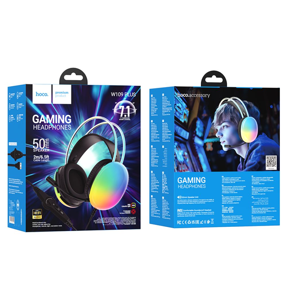Купить ИГРОВЫЕ НАУШНИКИ HOCO W109 PLUS RICH USB7.1 CHANNEL МЯТАЯ УПАКОВКА_1