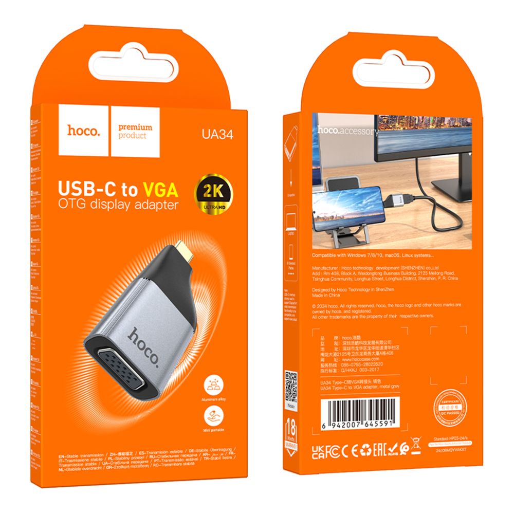 Купить ПЕРЕХОДНИК HOCO UA34 TYPE-C TO VGA 2K 60HZ_1