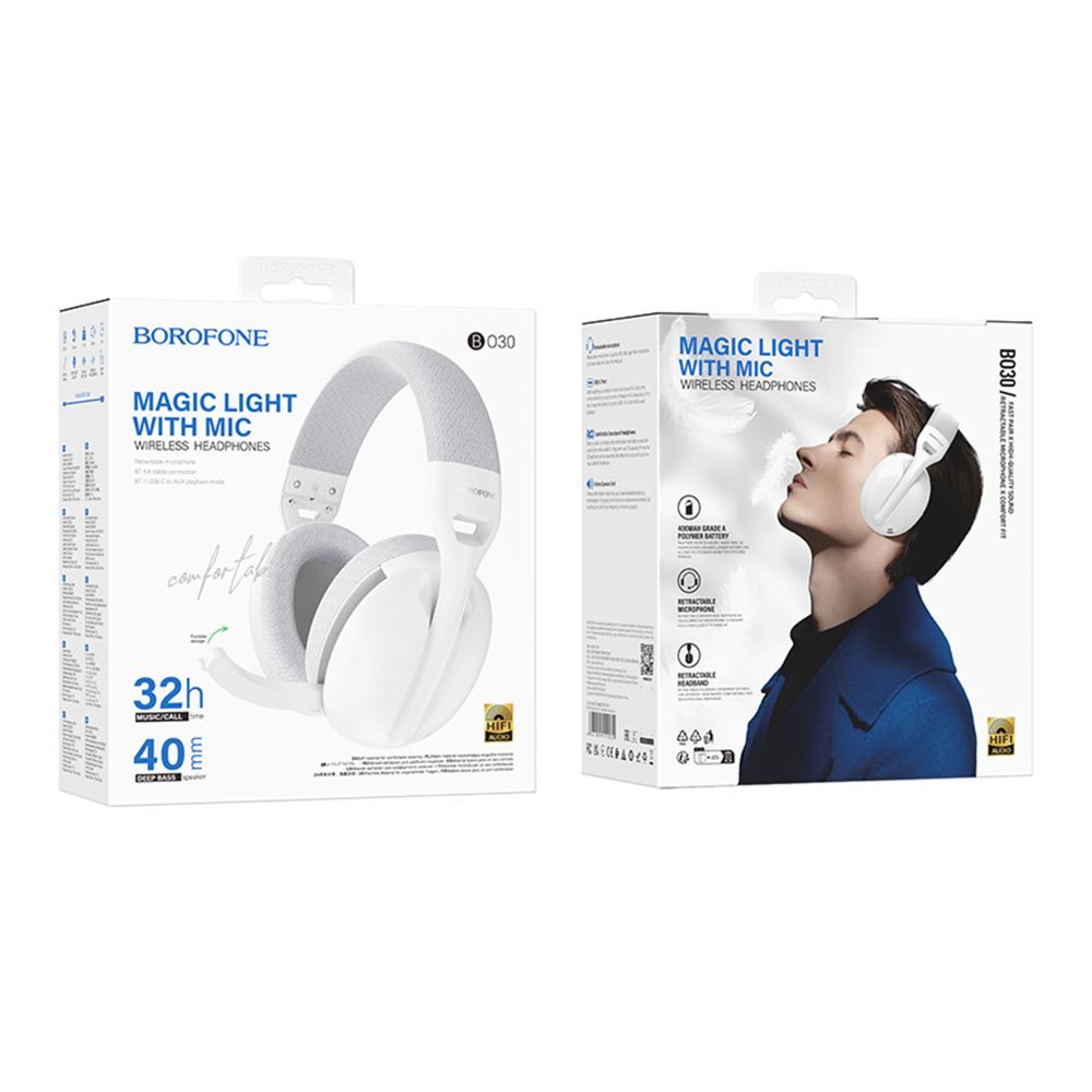 Купить ИГРОВЫЕ НАУШНИКИ BOROFONE BO30 MAGIC LIGHT (BLUETOOTH, TYPE-C TO 3.5 WIRED)_1