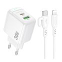 Купить СЕТЕВОЕ ЗАРЯДНОЕ УСТРОЙСТВО BOROFONE BAS45A 1USB-C/1USB PD/QC 30W+TYPE-C TO LIGHTNING