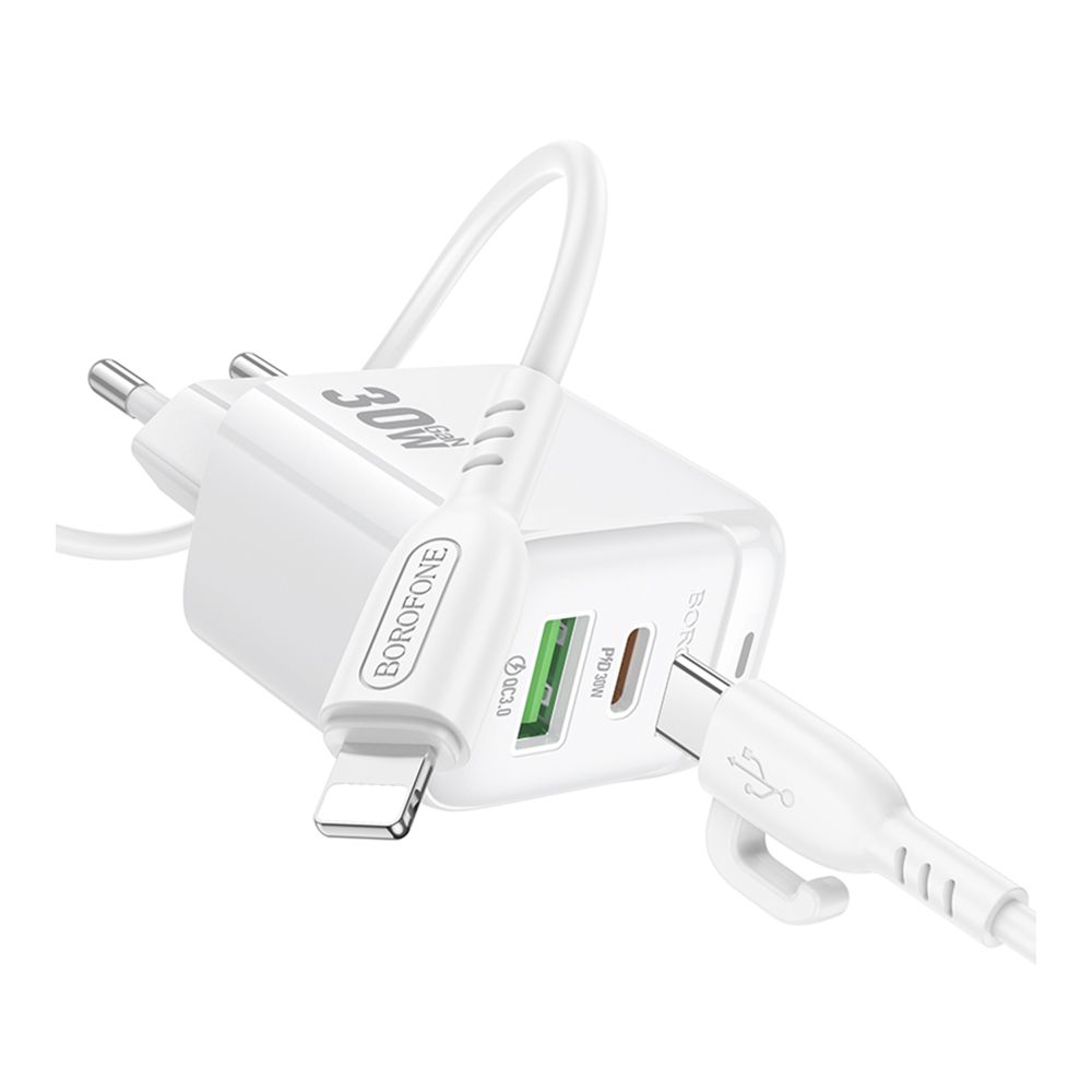 Купить СЕТЕВОЕ ЗАРЯДНОЕ УСТРОЙСТВО BOROFONE BAS45A 1USB-C/1USB PD/QC 30W+TYPE-C TO LIGHTNING_5