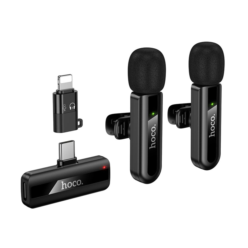 Купить МИКРОФОН ПЕТЛИЧНЫЙ БЕСПРОВОДНОЙ HOCO L20A DUAL-MIC IP/TYPE-C