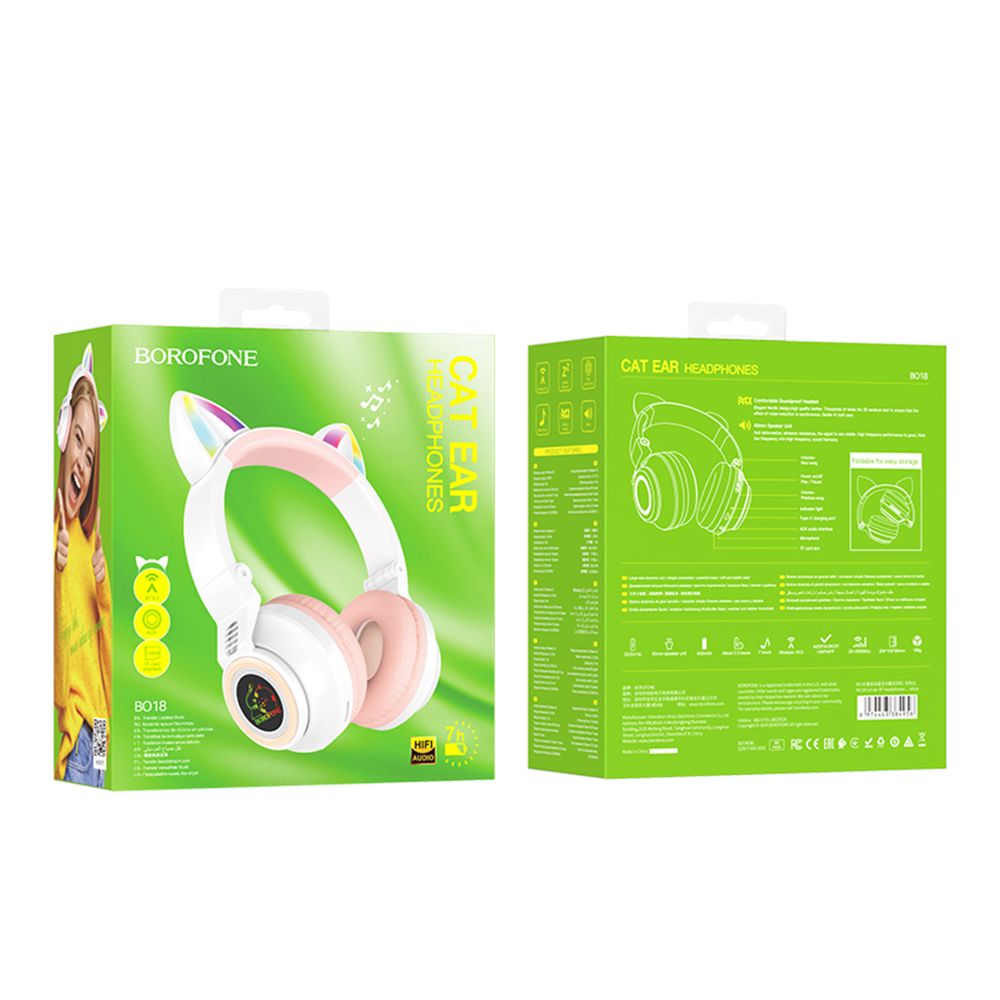 Купить БЛЮТУЗ СТЕРЕО ГАРНИТУРА BOROFONE BO18 CAT EAR_1