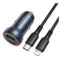 Купить АВТО ЗАРЯДНОЕ УСТРОЙСТВО BOROFONE BZ32A 1USB/1USB-C QC/PD30W+TYPE-C TO LIGHTNING_2
