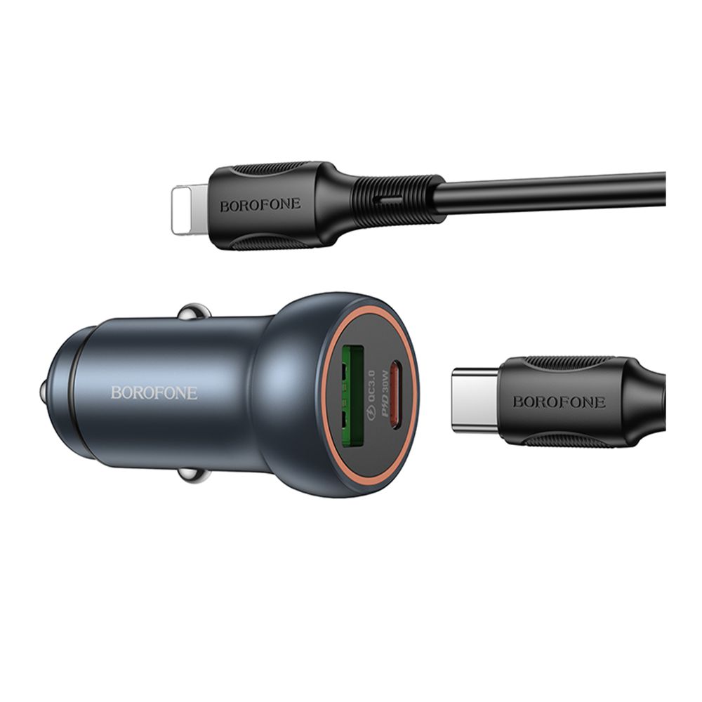 Купить АВТО ЗАРЯДНОЕ УСТРОЙСТВО BOROFONE BZ32A 1USB/1USB-C QC/PD30W+TYPE-C TO LIGHTNING_3