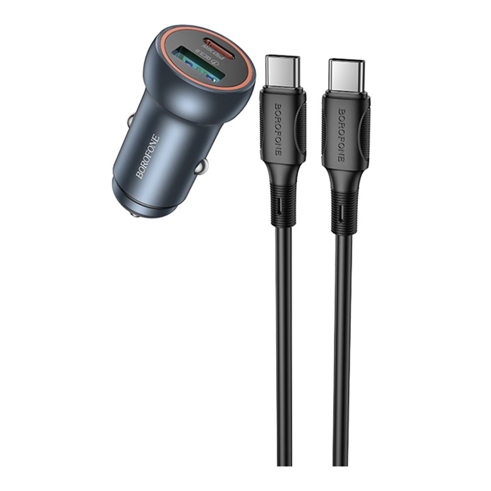 Купить АВТО ЗАРЯДНОЕ УСТРОЙСТВО BOROFONE BZ32A 1USB/1USB-C QC/PD30W+TYPE-C TO TYPE-C