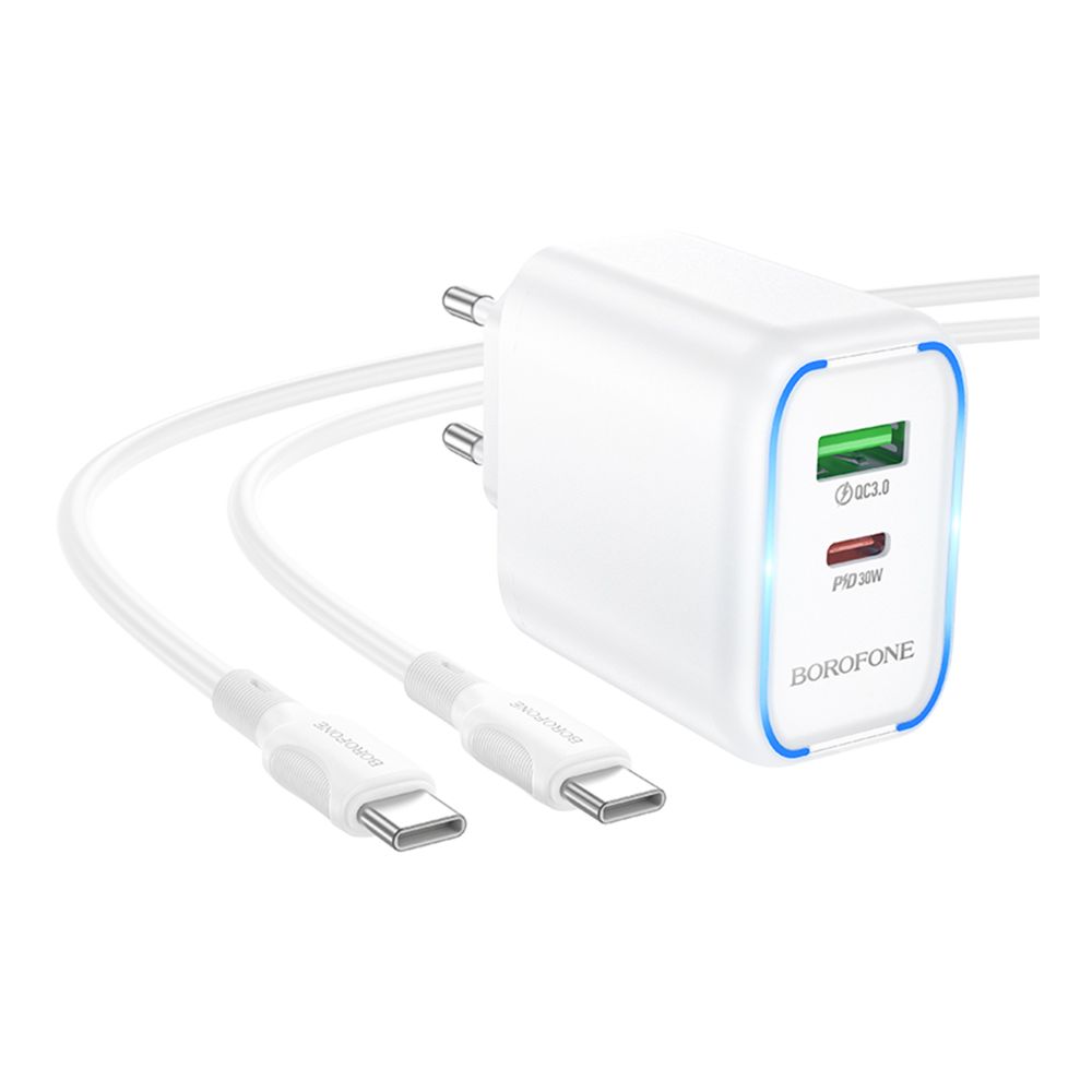 Купить СЕТЕВОЕ ЗАРЯДНОЕ УСТРОЙСТВО BOROFONE BA89A 1USB-C/1USB PD/QC 30W+TYPE-C TO TYPE-C_3