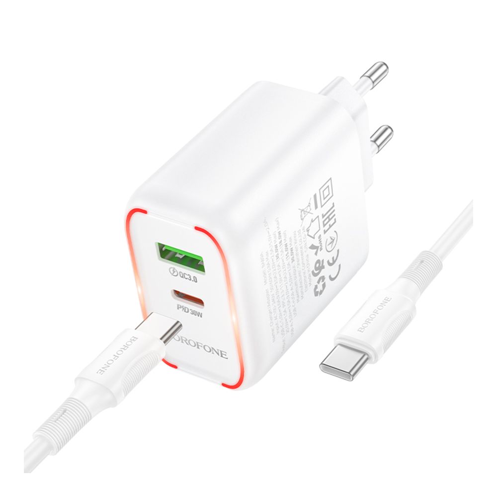 Купить СЕТЕВОЕ ЗАРЯДНОЕ УСТРОЙСТВО BOROFONE BA89A 1USB-C/1USB PD/QC 30W+TYPE-C TO TYPE-C_4