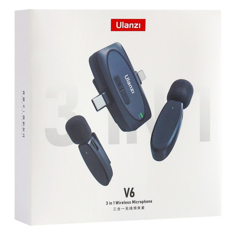 Купить БЕСПРОВОДНОЙ ПЕТЛИЧНЫЙ МИКРОФОН ULANZI V6 3 В1_1