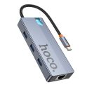 Купить USB HUB HOCO HB51 TYPE-C 6-IN-1 (HDTV+RJ45-100MBPS+PD+USB3.0*3)