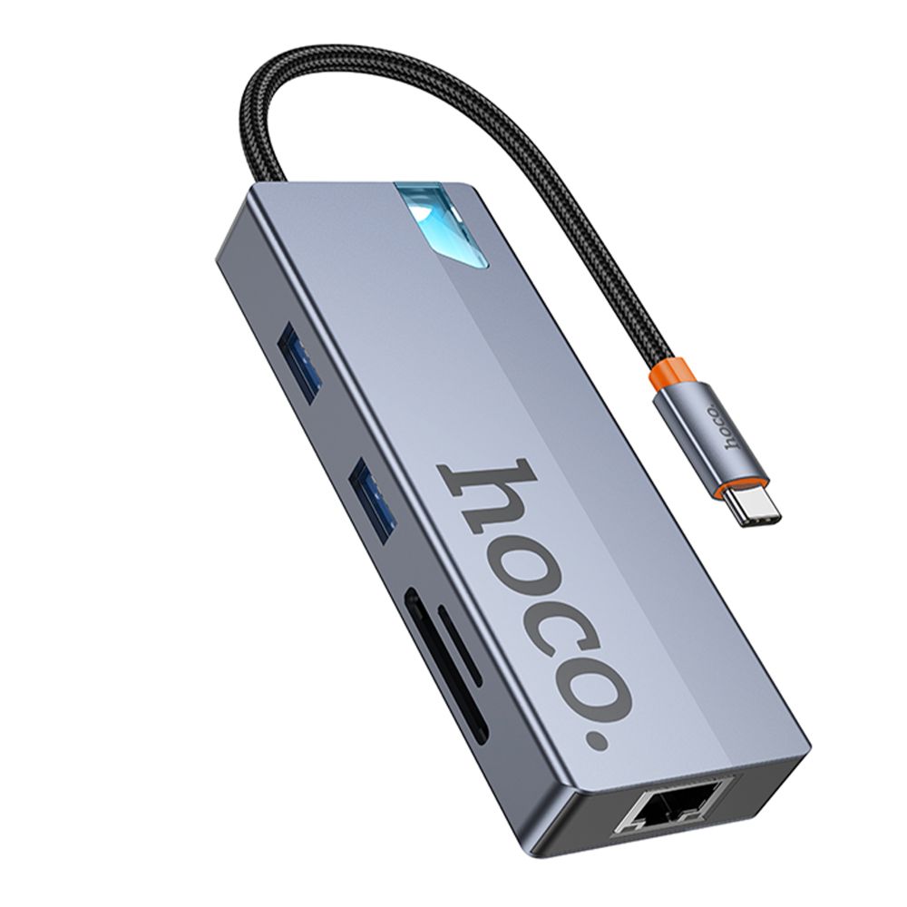 Купить USB HUB HOCO HB52 TYPE-C 8-IN-1 (HDTV+RJ45-100MBPS+SD/TF+PD+TYPE-C3.0+USB3.0*2)