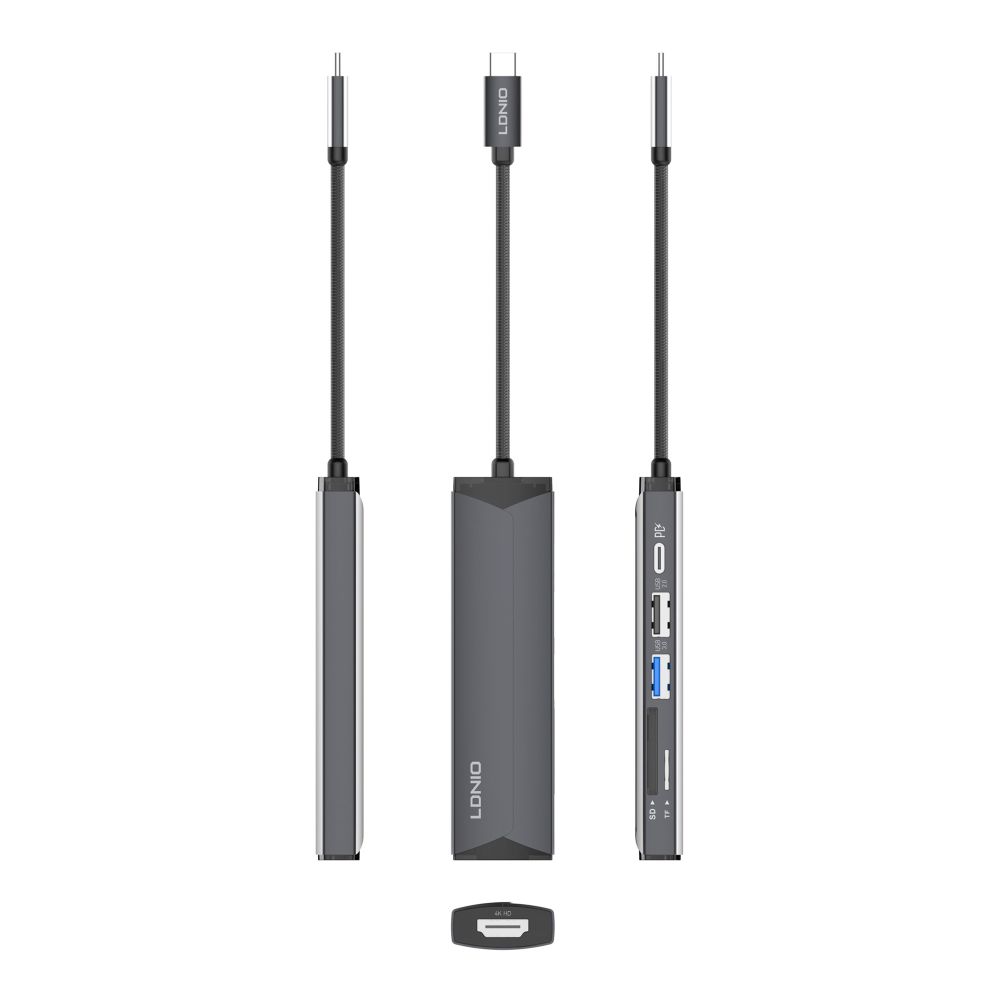 Купить USB HUB LDNIO DS-56H TYPE-C TO PD3.0*1(100W)+HDMI*1(4K@30HZ)+USB2.0*1+SD+TF_4