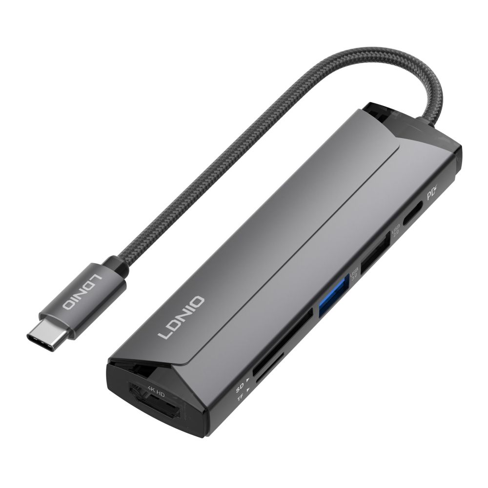 Купить USB HUB LDNIO DS-56H TYPE-C TO PD3.0*1(100W)+HDMI*1(4K@30HZ)+USB2.0*1+SD+TF_3