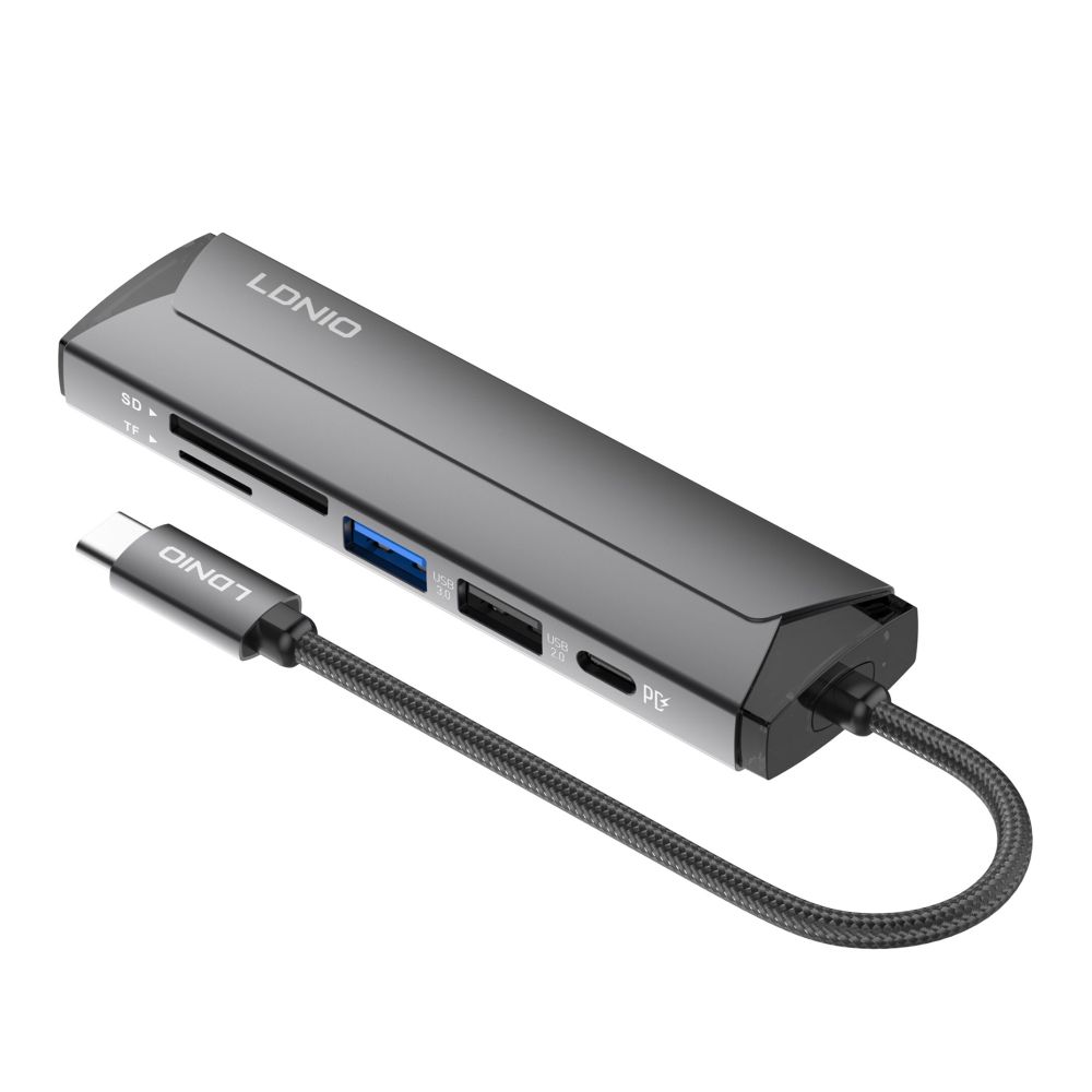 Купить USB HUB LDNIO DS-56H TYPE-C TO PD3.0*1(100W)+HDMI*1(4K@30HZ)+USB2.0*1+SD+TF