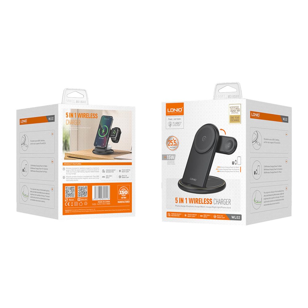 Купить БЕСПРОВОДНОЕ ЗАРЯДНОЕ УСТРОЙСТВО LDNIO WL02 5IN1 25.5W FOR IWATCH_1