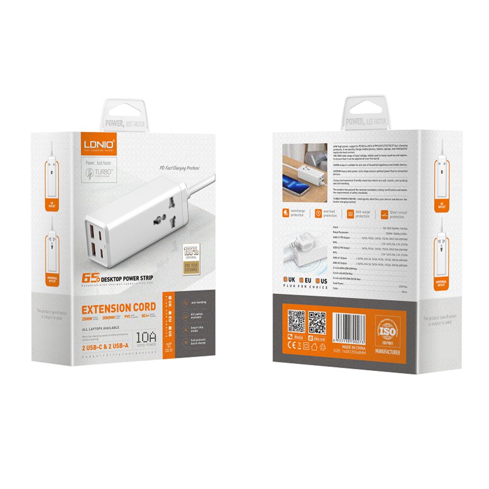 Купить СЕТЕВОЕ ЗАРЯДНОЕ УСТРОЙСТВО LDNIO SC1418 POWER STRIP PD/QC 65W_1