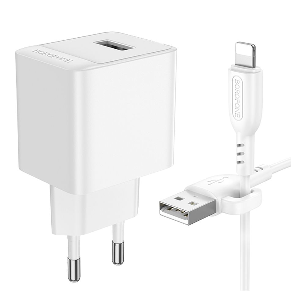 Купить СЕТЕВОЕ ЗАРЯДНОЕ УСТРОЙСТВО BOROFONE BAS11A 1USB 2.1A+USB TO LIGHTNING_5
