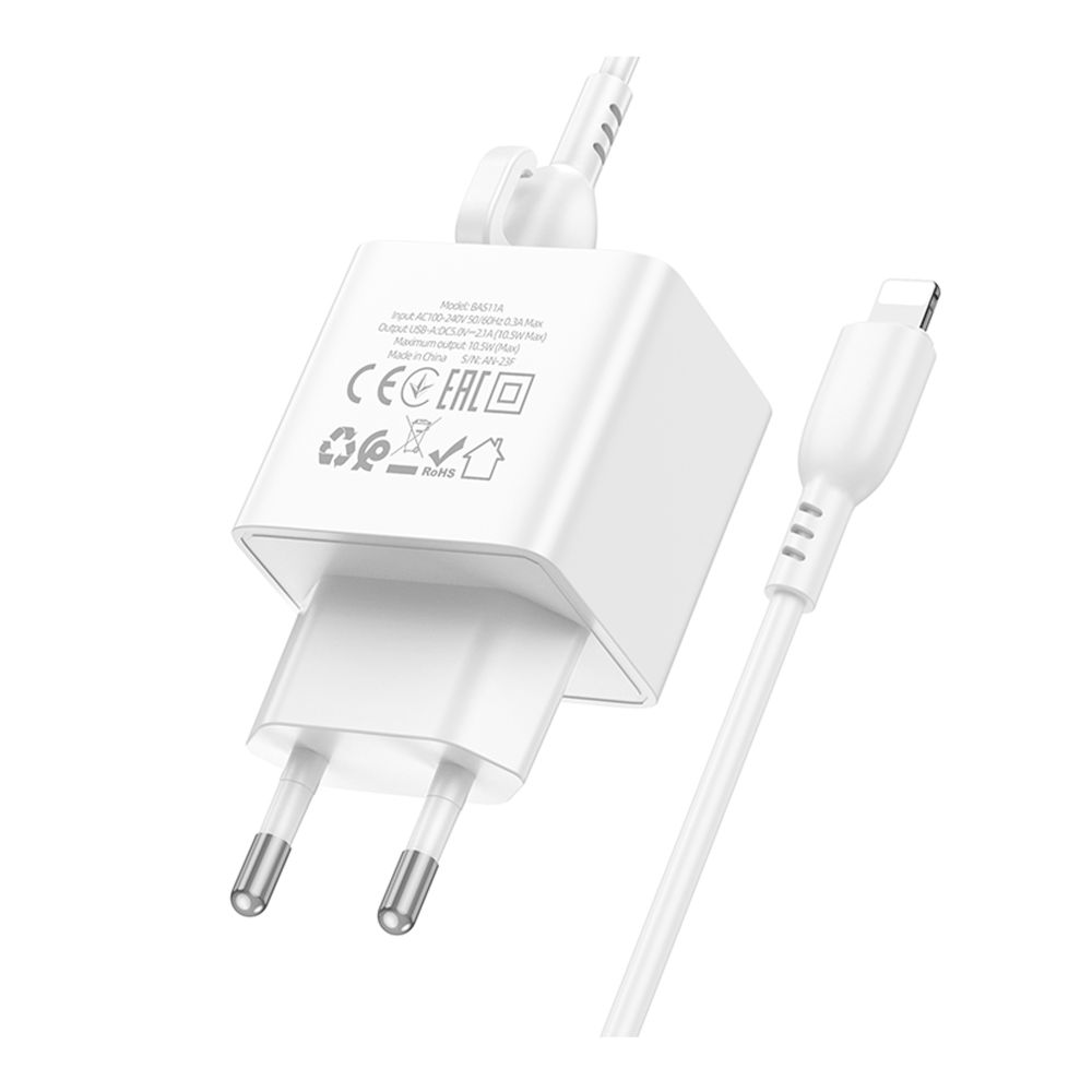 Купить СЕТЕВОЕ ЗАРЯДНОЕ УСТРОЙСТВО BOROFONE BAS11A 1USB 2.1A+USB TO LIGHTNING_7